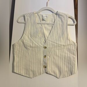 H&M Button Vest | Cream with black pinstripes